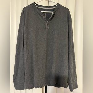 St. John’s Bay Men’s Long Sleeve Top Dark Grey Neck Legacy Henley Size XL